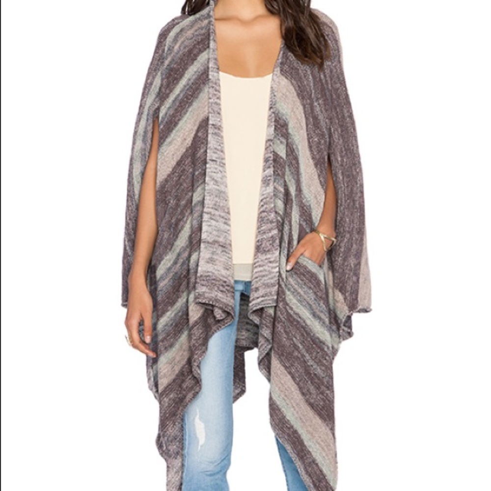 Free People Big Trail Striped Poncho